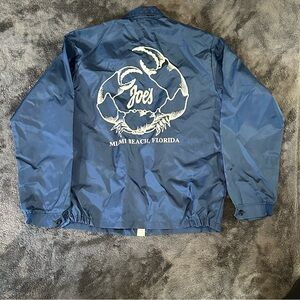 Vintage Joe's Stone Crab Miami Beach Coach Jacket - Blue Windbreaker - Medium